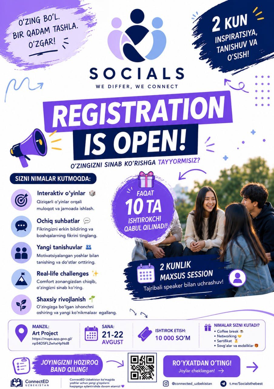 Socials event poster — We differ, we connect