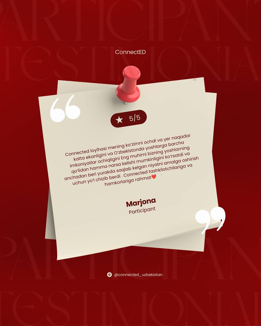 Testimonial from Marjona, ConnectED participant, in Uzbek