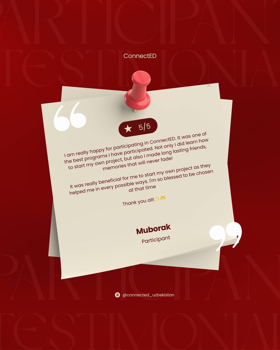 Testimonial from Muborak, ConnectED participant